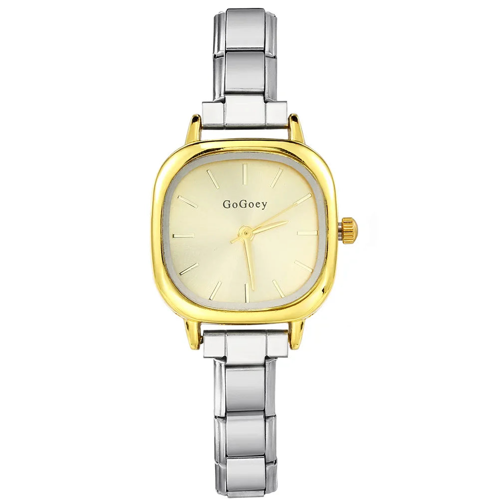 Chic Design Minimalist Women Men Squarel Quartz Watch Stainless Steel Strap Fashion Party Birthday Daily Perfect Gift