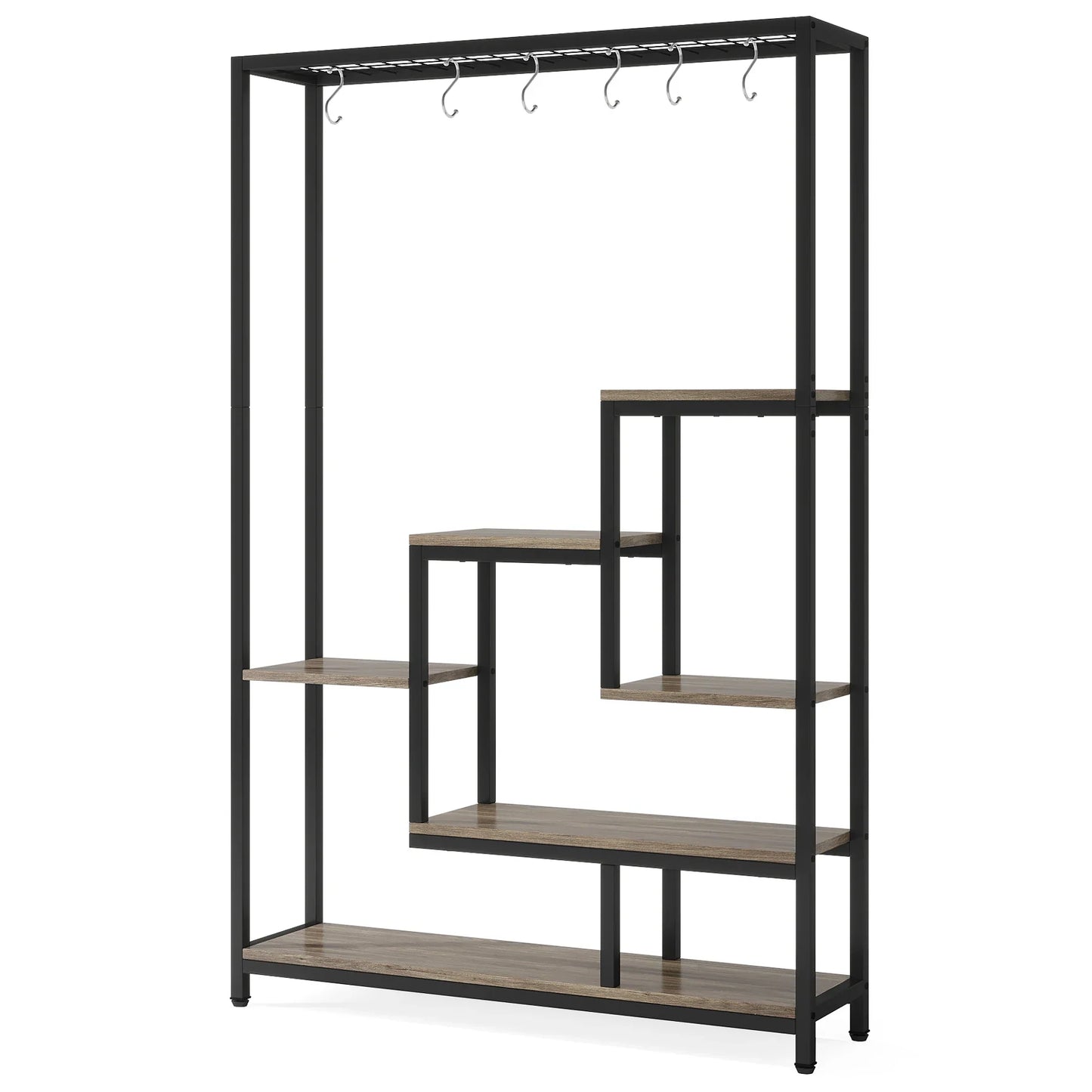 Tribesigns 5 Tiers Tall Indoor Plant Stand 70.9 inches Large Metal Plant Shelf with 10 PC S Hanging Hooks for Garden