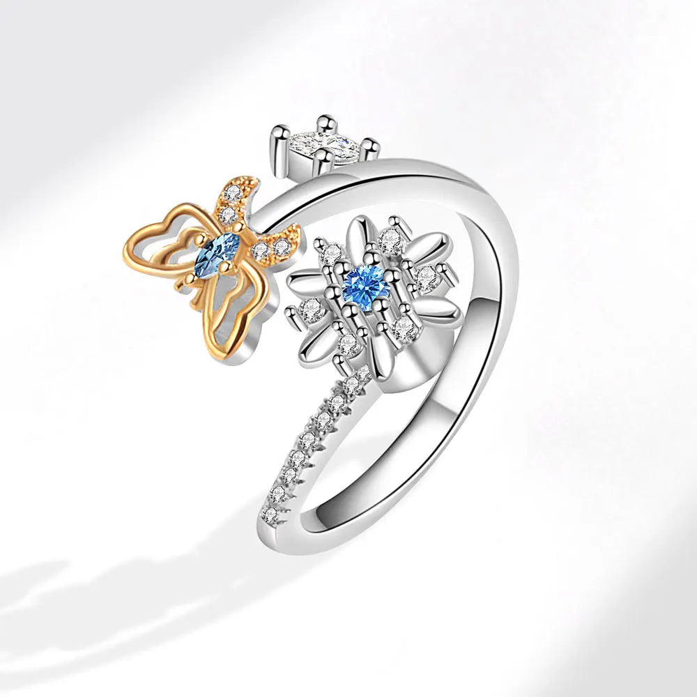 Animal Butterfly Flower Anxiety Spinner Rings Rotate Spinning Anti Worry Stress Relief Fidget Knuckle Rings Anillos De Ansiedad