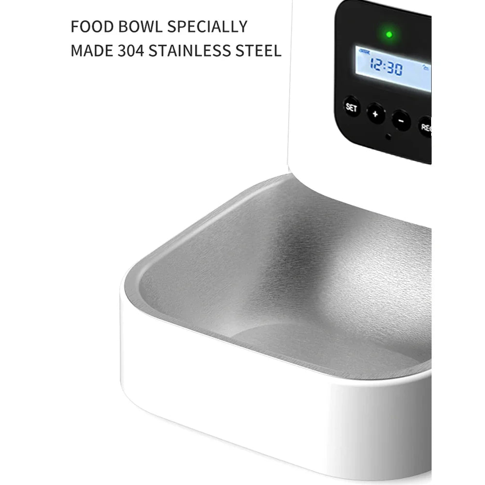 Iseebiz 3L Automatic Pet Feeder With Voice Record Pets Food Bowl For Medium Small Dog Cat LCD Screen Dispensers 4 Times One Day