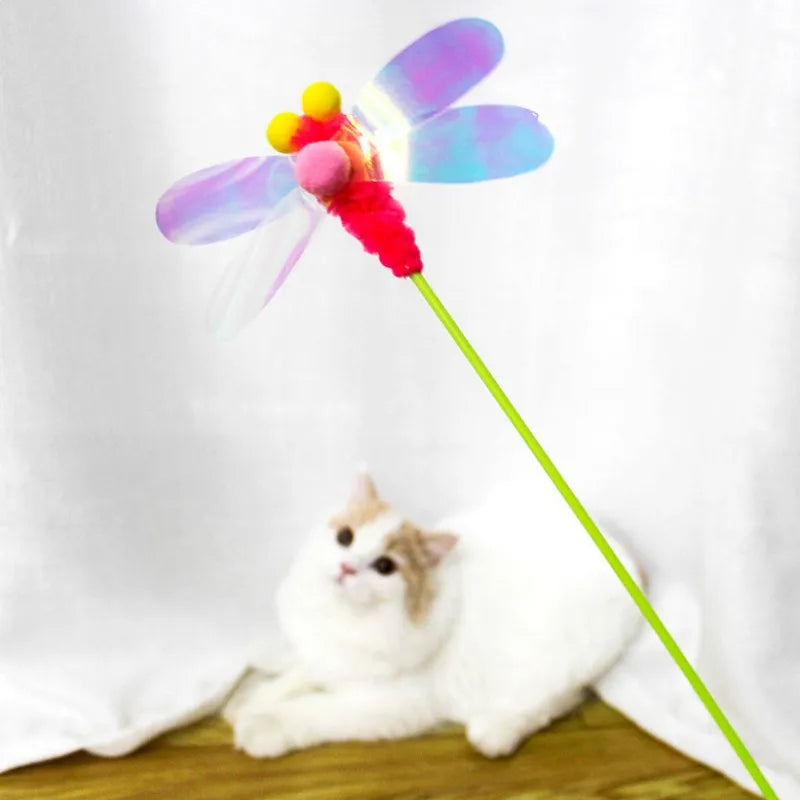 Cat Toy Feather Cats Sticks Insects Toys for Cats Teasing Butterfly Stick Cat Toys Interactive Wool Ball Teaser Toy Pet Products