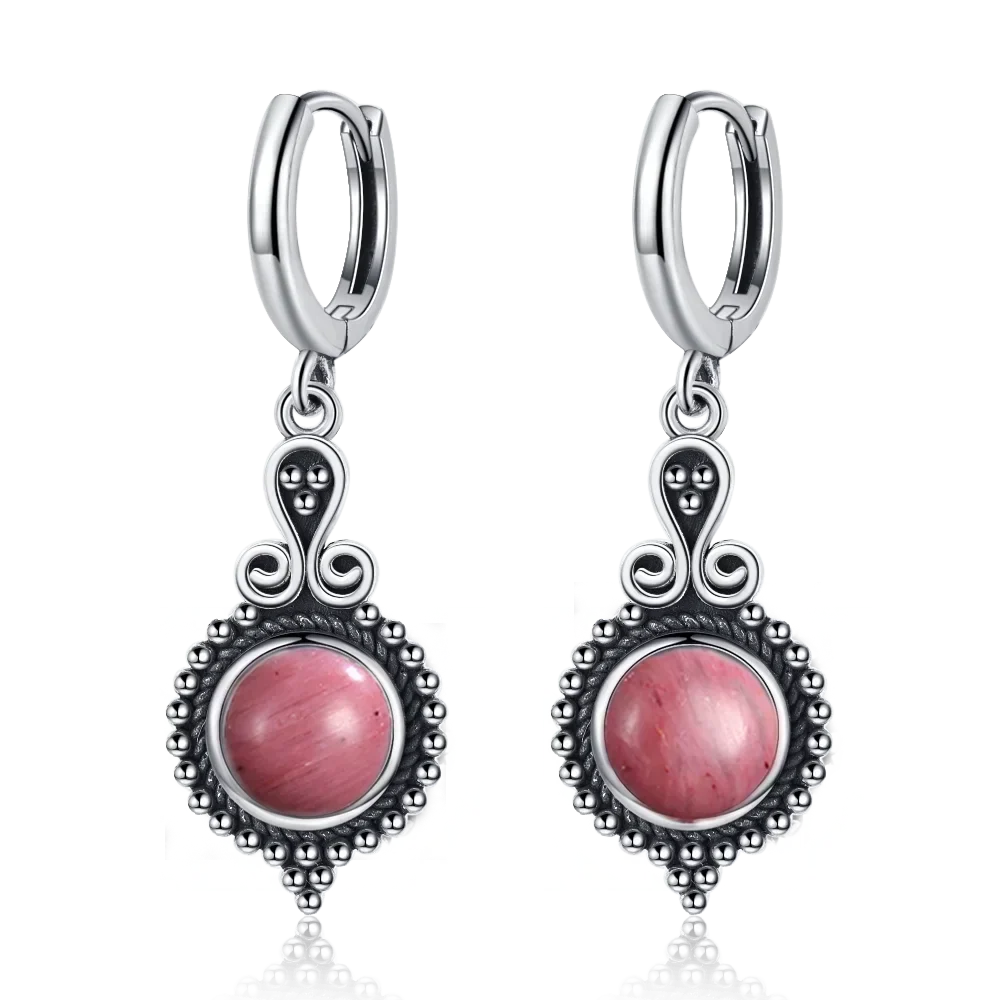 New Elegant Natural Kyanite 925 Sterling Silver Drop Earrings for Women Vintage Jewelry Wedding Engagement Hoop Earrings Gifts