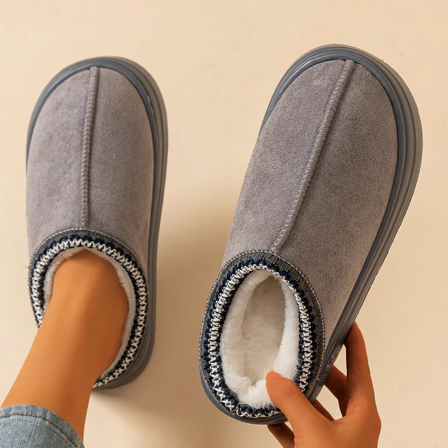 Women's Slippers Boots Fashion, Fuzzy Fur Anti-slip Soft Sole.