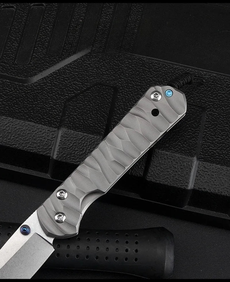 New Style Outdoor Pocket Folding Knife Damascus Steel Blade Titanium Alloy Handle Portable Knives Peeling Tool Jungle Knives