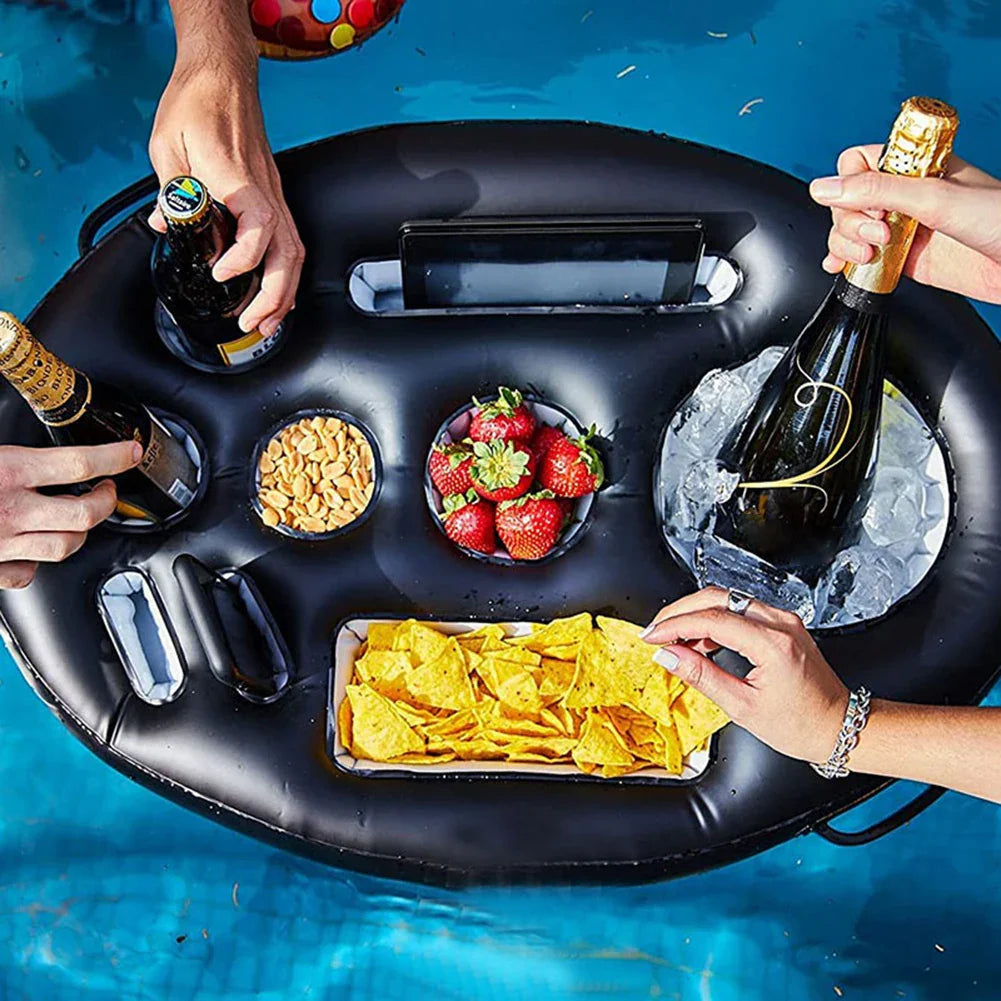 Summer Party Bucket Cup Holder Inflatable Swimming Pool Float Beer DrinkHolder Multifunctional Table Tray Beach Pool Accessories