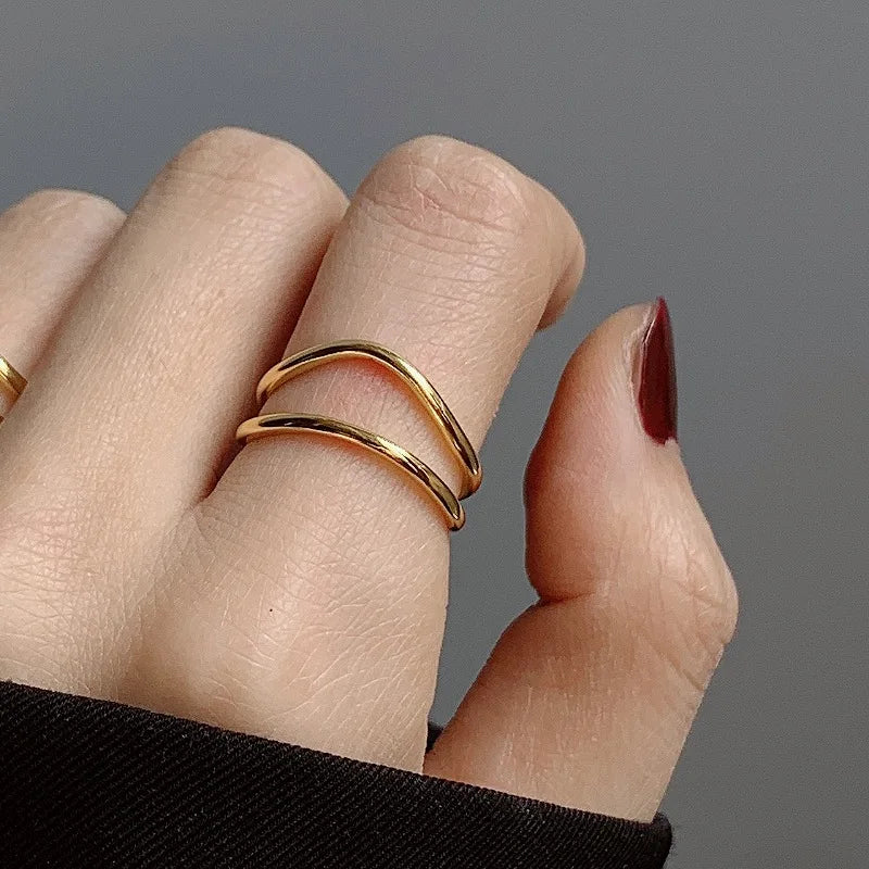 925 Sterling Silver Open Finger Mobius Ring Twist for Women Golden Rock Punk Lines Stackable Jewelry Gift Dropship Wholesale