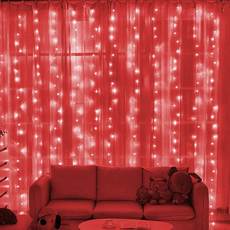 2024 Christmas Home Bedroom Decorations USB Curtain LED String Lights Remote Control New Year 2025 Xmas Party Decor Noel Navidad