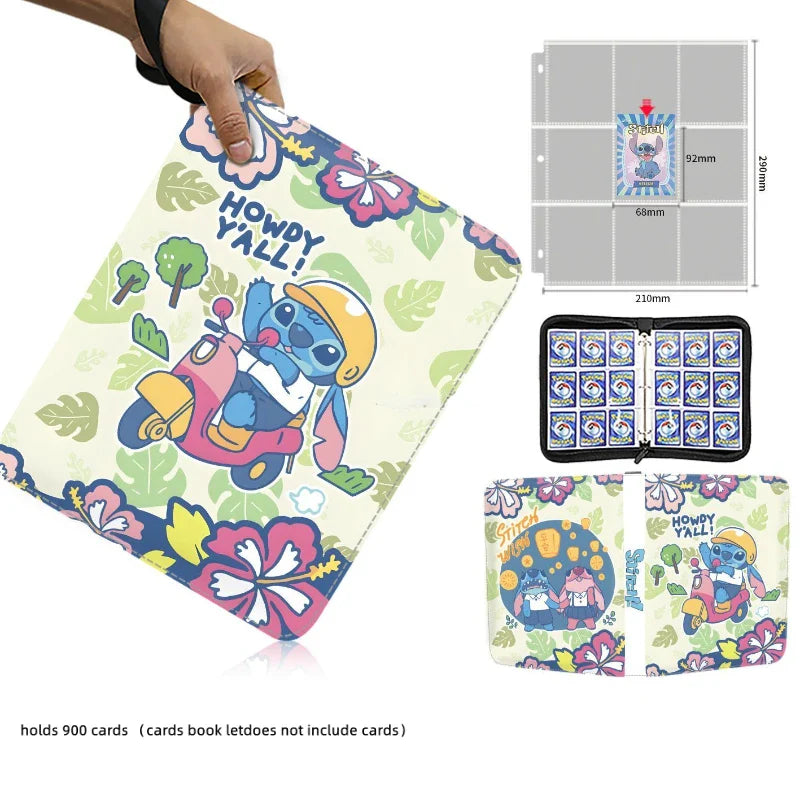Disney Card Binder Book Collection Cards Holder Anime Card Album with 50 inner Pages Zipper Hold Up to 900 Cards Kids toy Gift