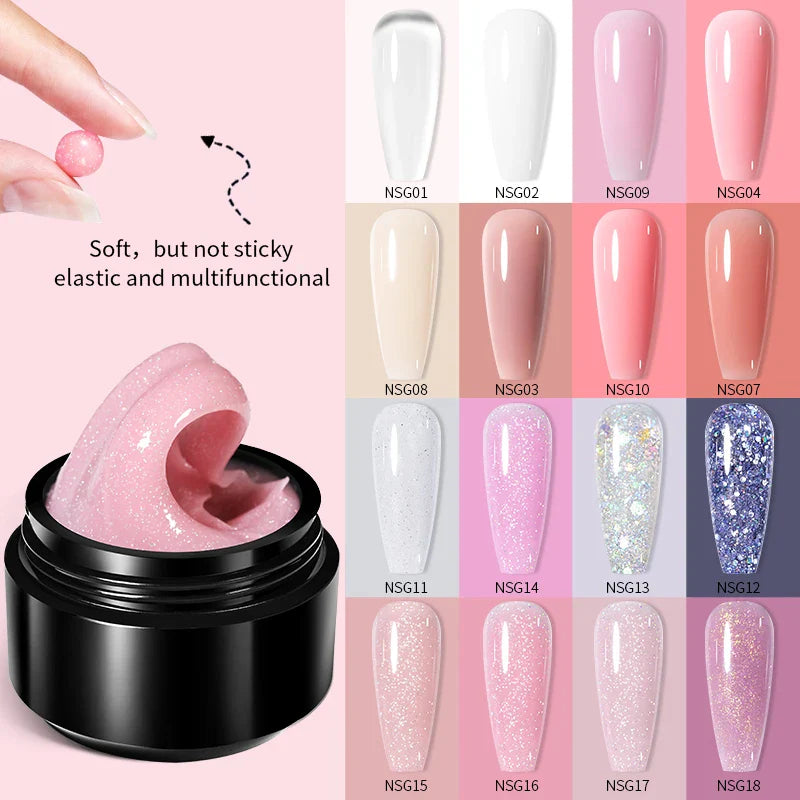BORN PRETTY Non Stick Hand Solid Extension Nail Gel Polish Clear Pink Nude Aurora Luminous 3D Modeling Carving Nail  Gel