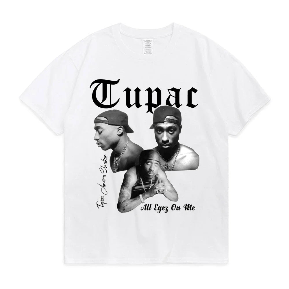 Rapper Tupac 2pac Tops Hip Hop Streetwear Oversized Short Sleeves Tee Shirt 2024 Summer Fashion T-shirt Men Women Cotton T Shirt