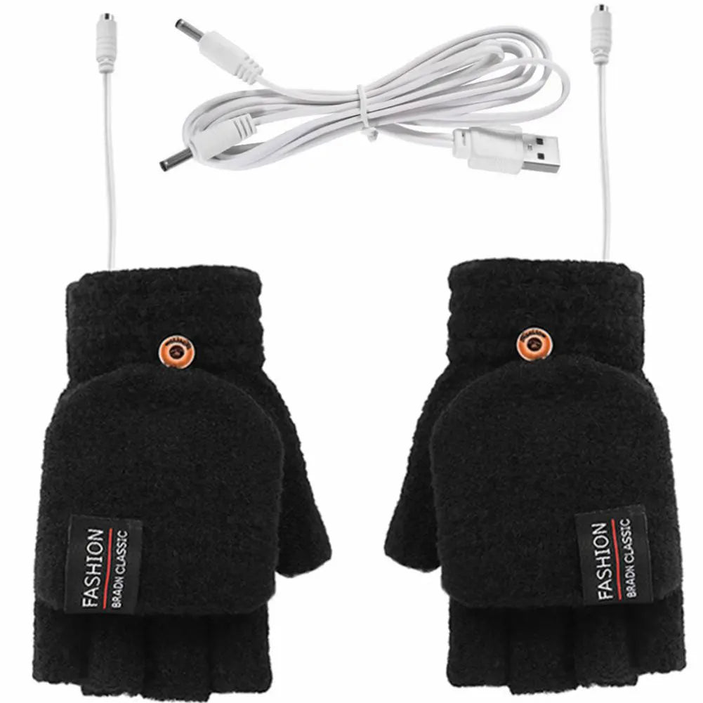 USB Electric Heated Gloves Adjustable Temperature Full Half Finger Warmer Touchscreen Electric Thermal Gloves Warm Winter Warmer