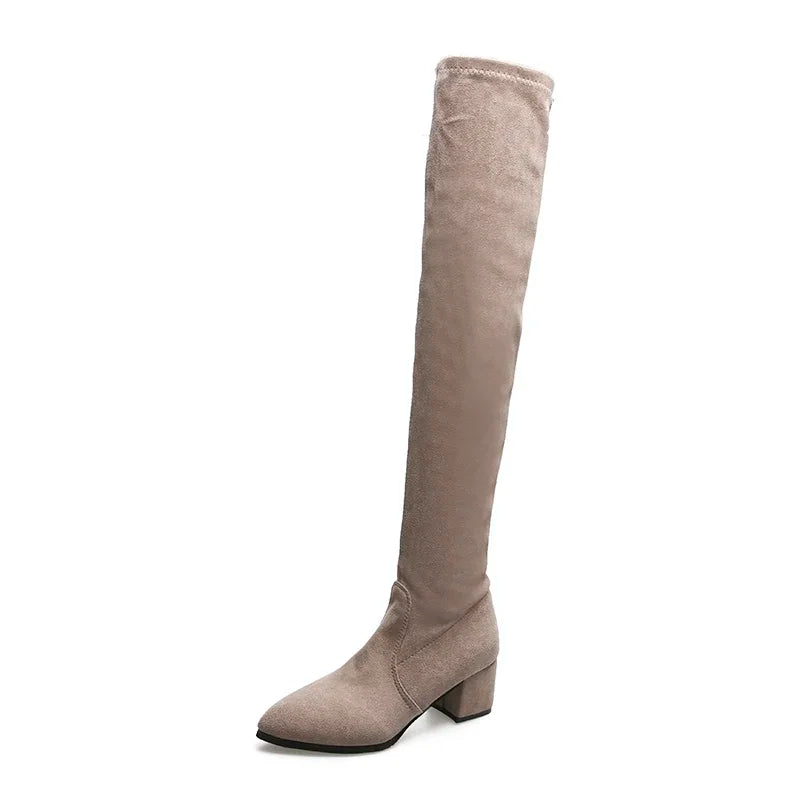 Thigh High Boots Women 2023 Winter Fashion Boot New Over Knee Boots Women Shoes Sexy High Heels Botas Red Warm Fur Black Boots