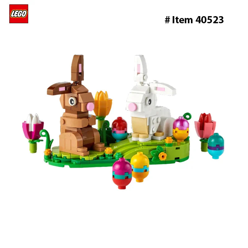 LEGO  40523 Easter Rabbits Display Building Toy Set, Includes Colorful Easter Eggs and Tulips, Easter Decorations