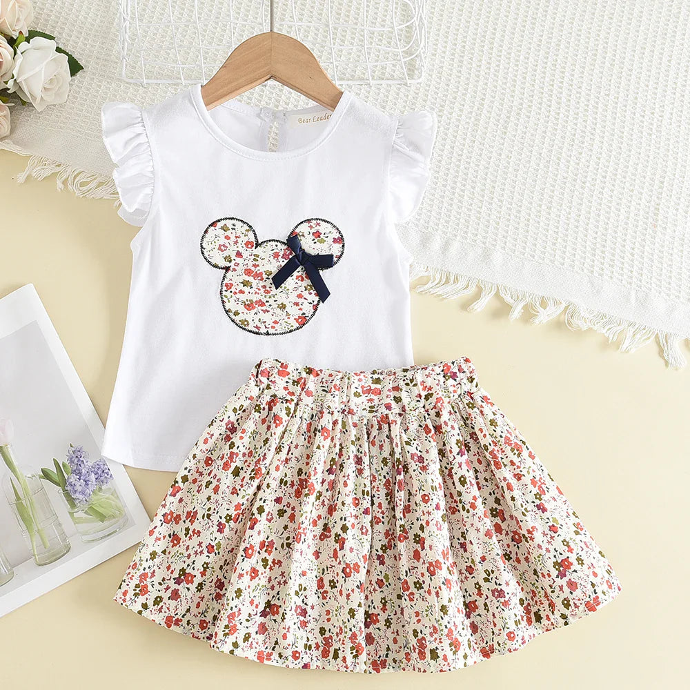 Melario Cotton Girls Clothing Sets Summer Vest Two Piece Sleeveless Children Sets Fashion Girls Clothes Suit Casual Dot Outfits