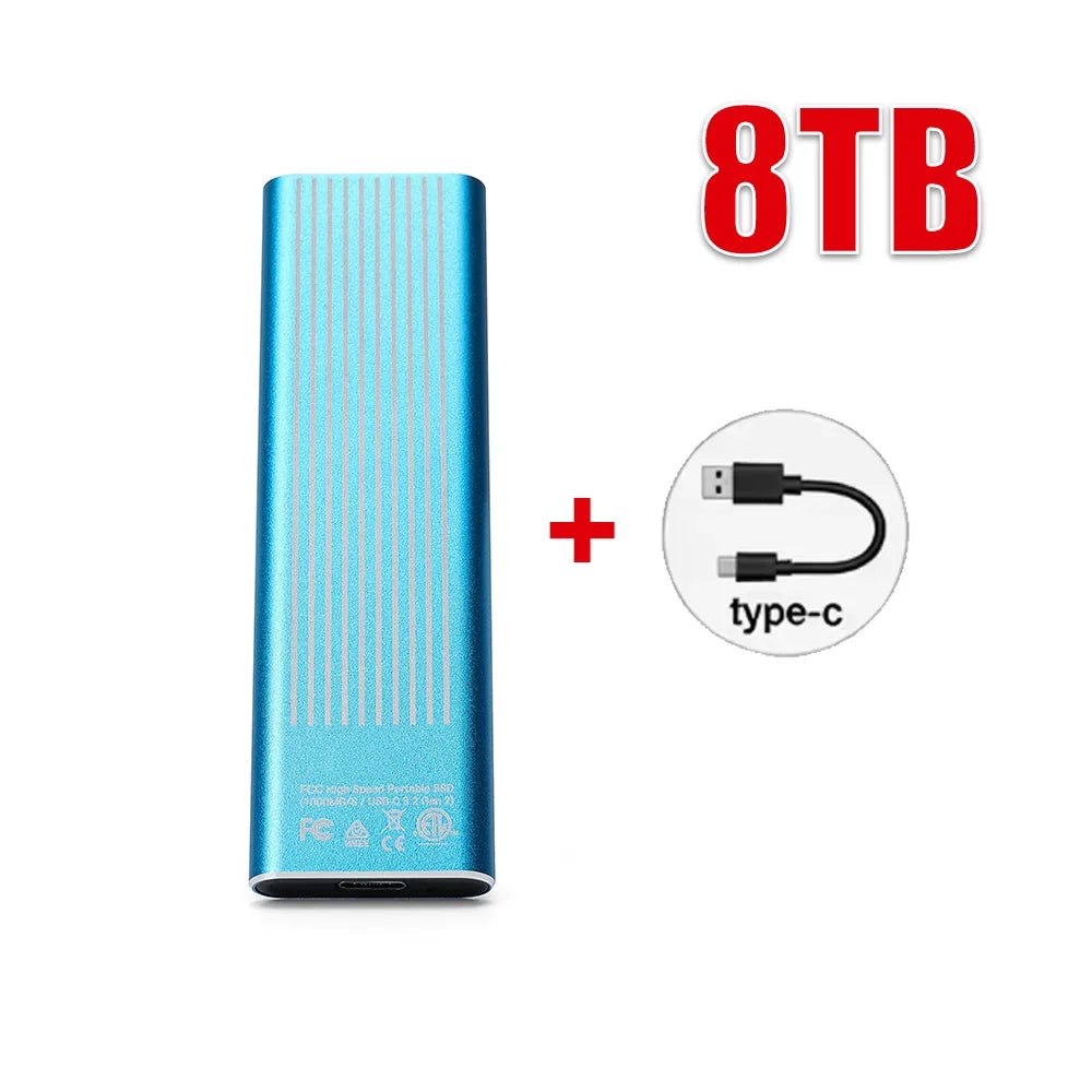 High Speed External Portable SSD 6TB 12TB Plug and Play Mobile Hard Drive Compatible with Windows IOS Android DevicesHigh Speed