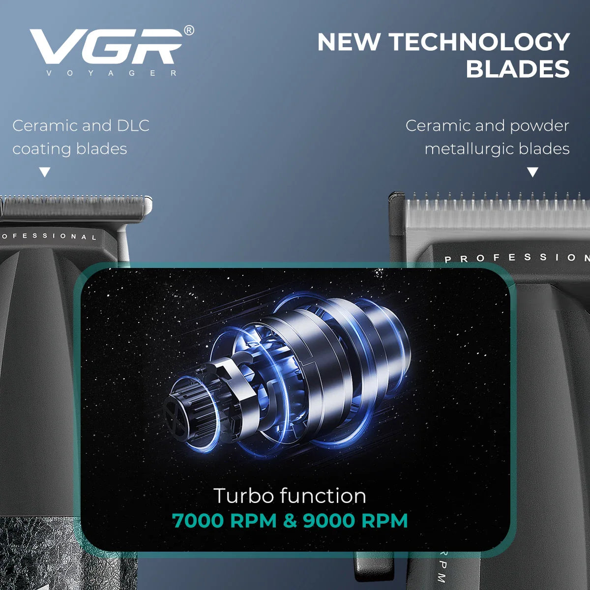 VGR Hair Clipper Professional 9000RPM Hair Cutting Machine, Face Shaver, Reciprocating Beard Trimmer, Hair Trimmer for Men V-640 S3.