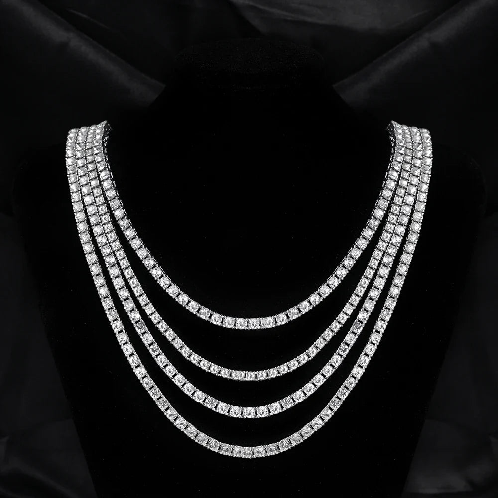 Hip Hop 5MM Tennis Chain Iced Out Bracelet Necklace Men Fashion Silver Color Tennis Jewelry Chains Women 20inch Choker Punk Gift