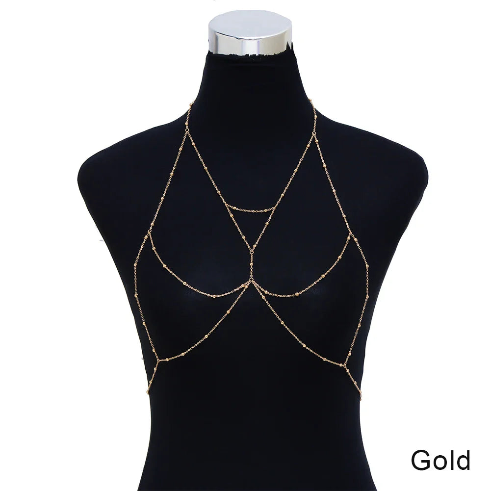 Fashion Womens Sexy Sequins Bra Bikini Beach Harness Necklace Waist Belly Body Chain Fashion Jewelry #241361