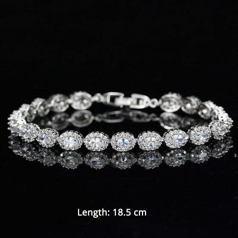 Cubic Zirconia Stone Silver Color Tennis Bracelet