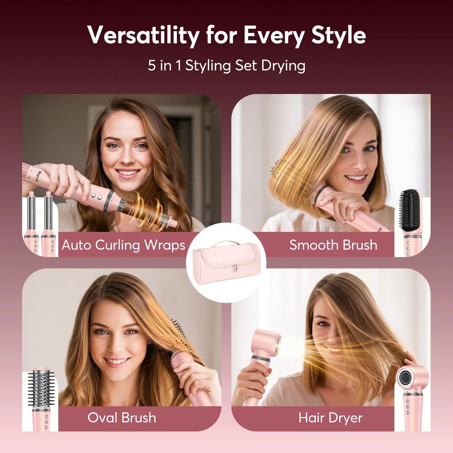 5 in 1 High-Speed Hot Air Styler Frizz-Free Fast Drying No Heat Damage