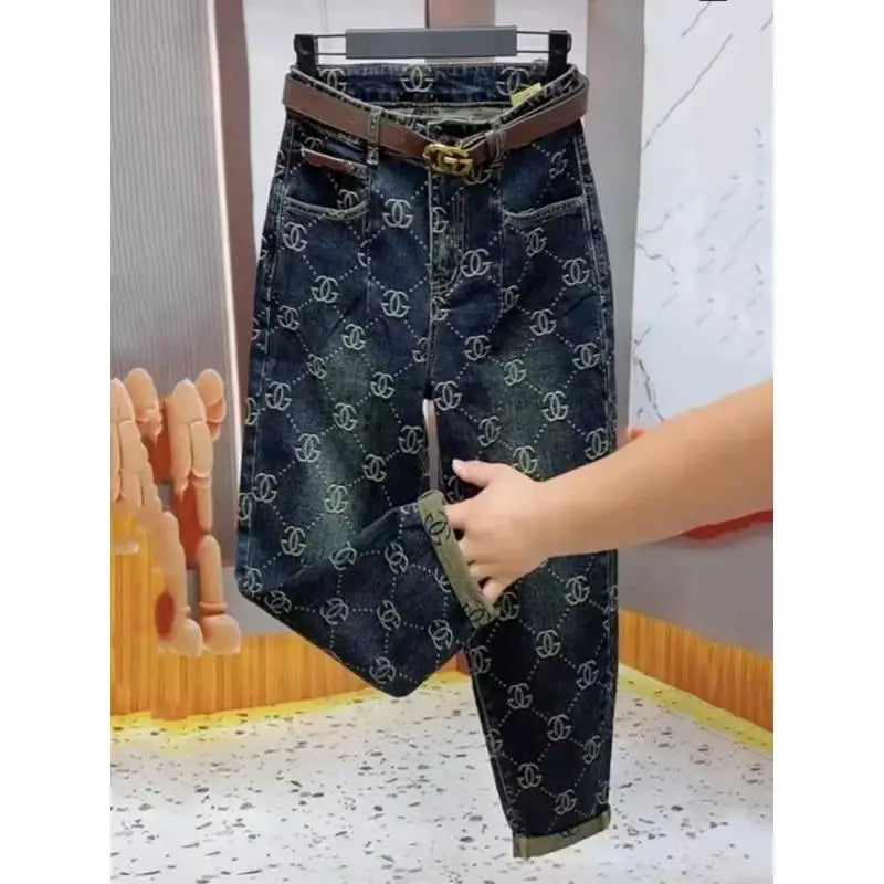 Women's Jeans For Autumn And Winter, High Waist, Loose Fit, Slim Fit, Shopping And Leisure, High-end Brand Pants, 2024 New Item