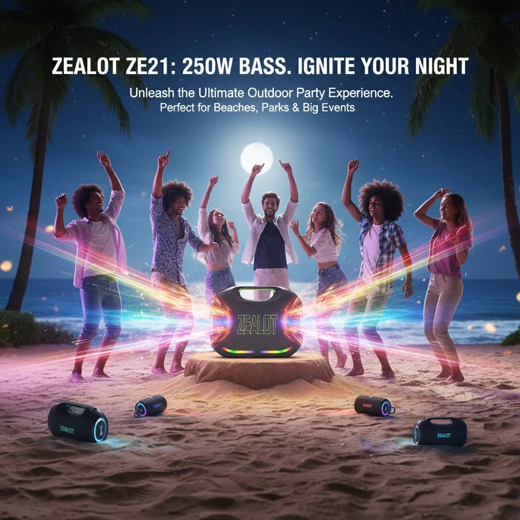 ZEALOT-ZE21 400W Big Power Wireless Bluetooth Peaker Outdoor Portable 48000mAh Long Battery With RGB Color Lights TWS Subwoofer High Volume Waterproof Bluetooth Speaker