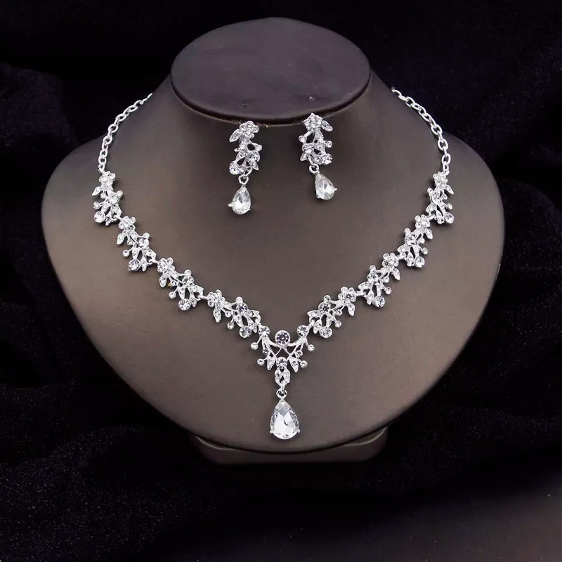 Baroque Tiaras Bridal Jewelry Sets Luxury Crown Earrings Choker Necklace Set Women Wedding Dress Bride Jewelry Set Accessory