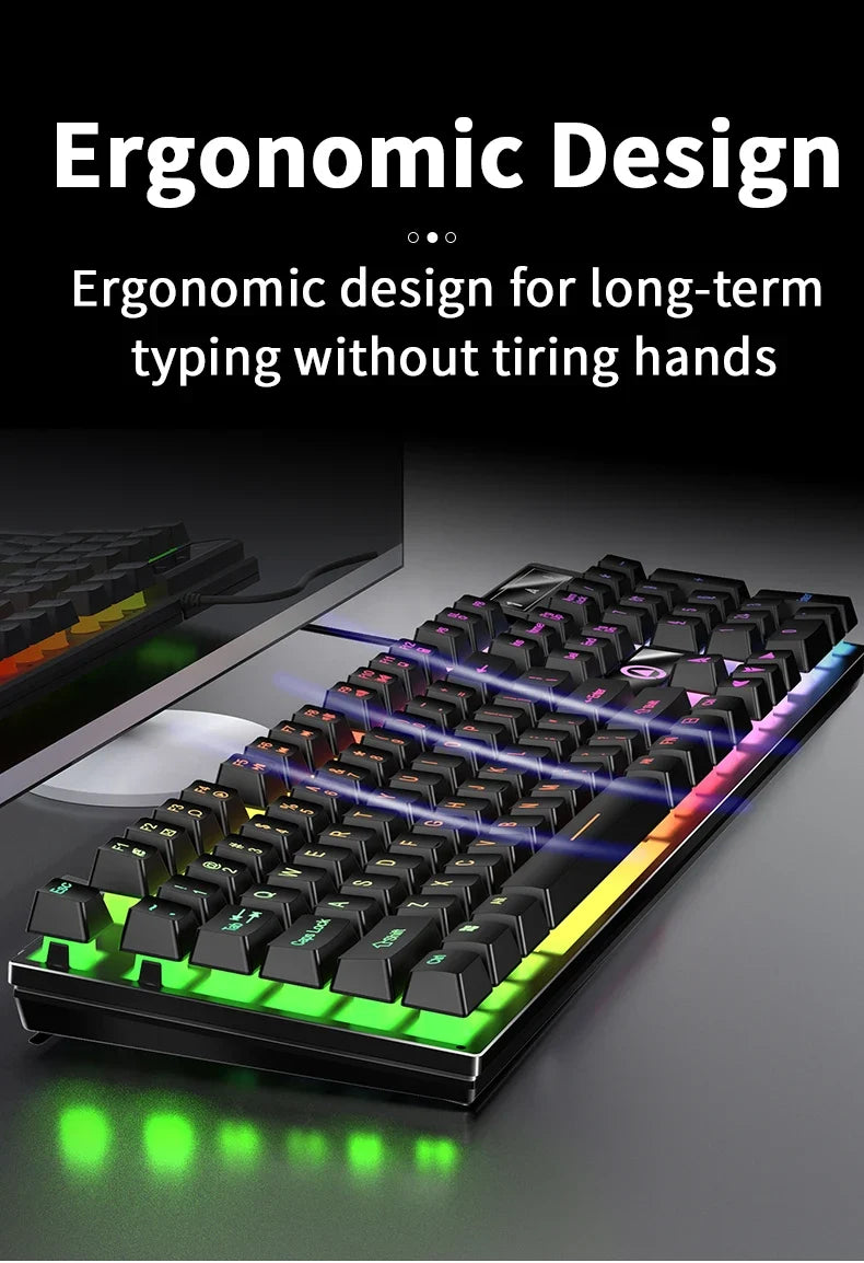 Wired Backlit Keyboard and Mouse Combo USB Ergonomic Mechanical Feel Gaming Office Keyboard Mouse Set for Desktop Laptop PC Home