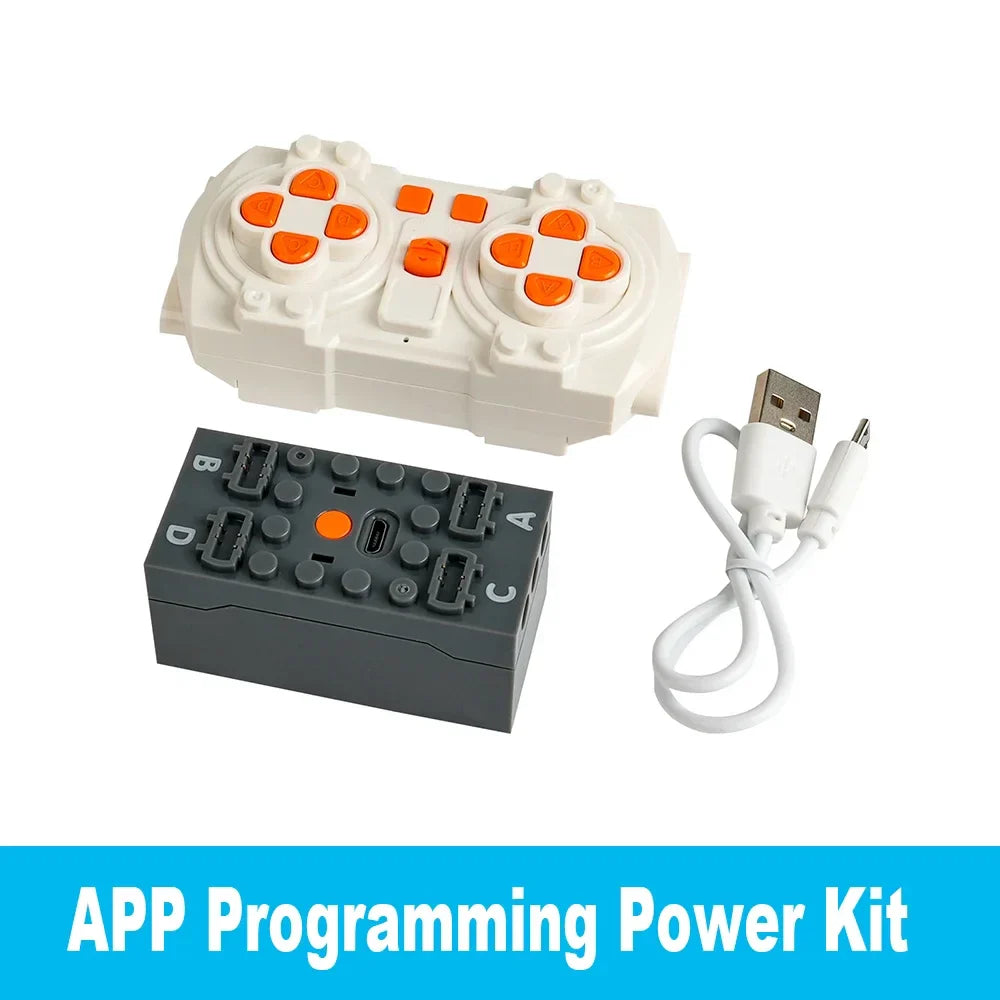 MOC Remote Control Set Rechargeable Battery Box Blue-tooth M Motor Speed Control APP Program PF Building Blocks Modification