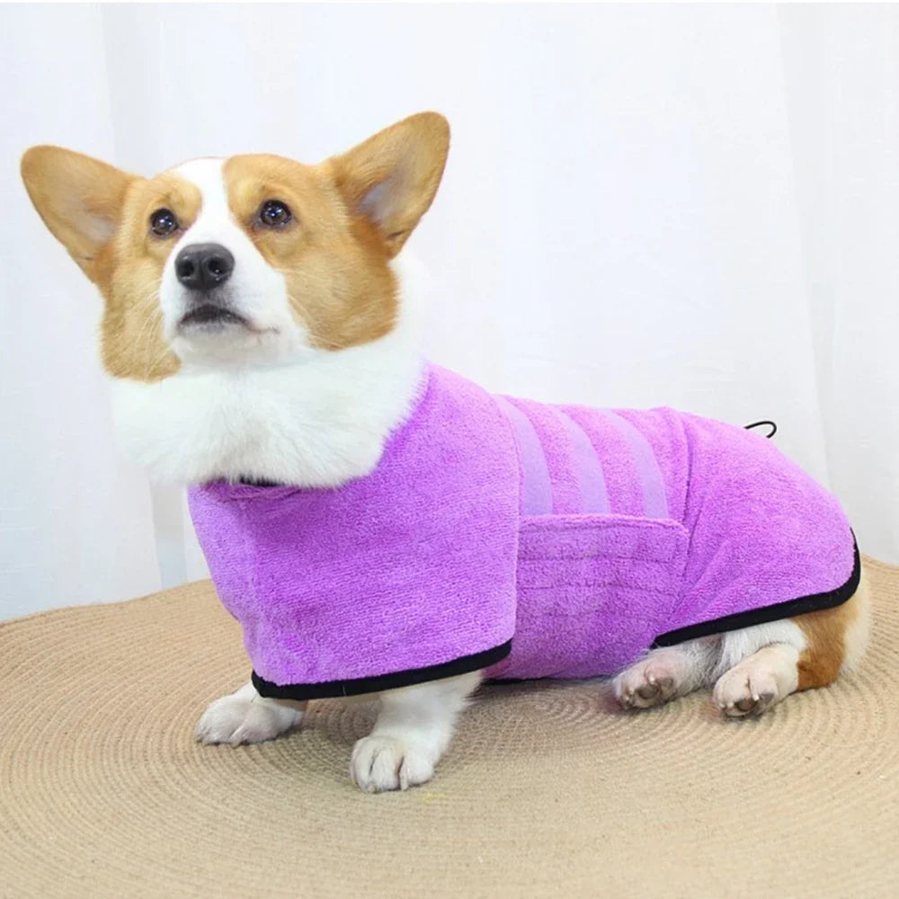 Dog Bathrobe Microfiber Quick Drying Coat Super Absorbent Luxurious Soft Pet Bath Towel Adjustable Warm Dog Bathing Supplies