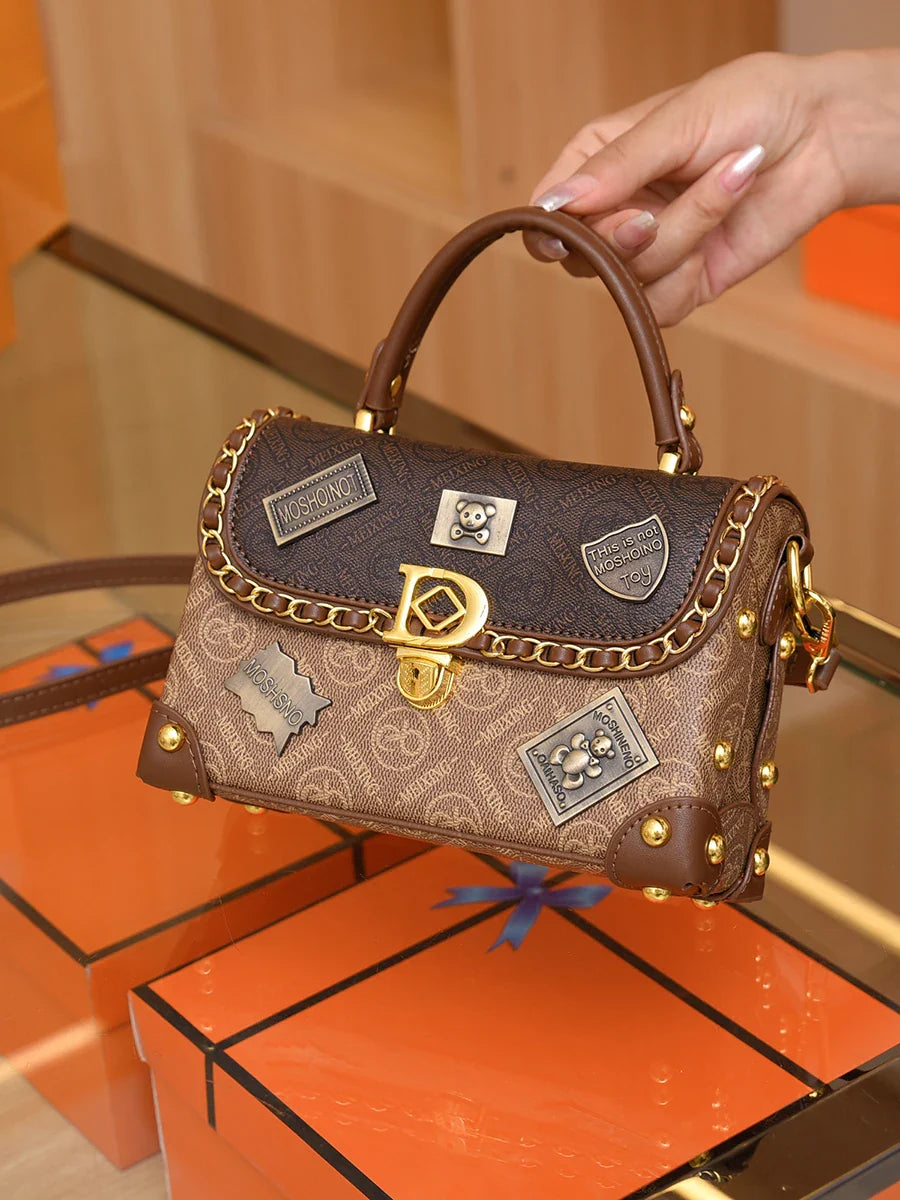 Women's Retro PU Leather Shoulder Bag Fashion Chain Handbag Crossbody for Daily Use