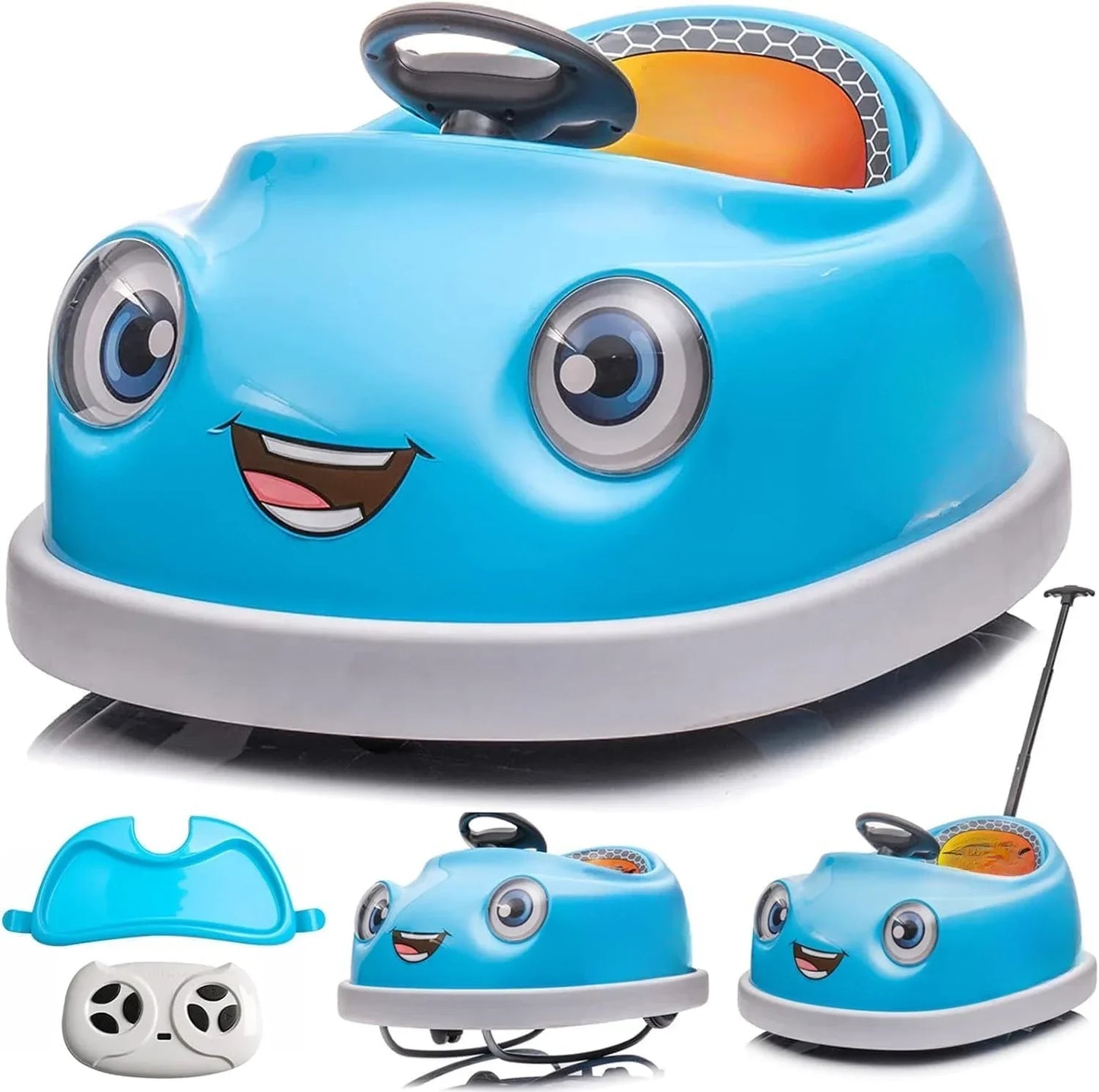12V Electric Ride on Kids Bumper Car W/Remote Control,360 Degree Spin,Push Rod Rocker Horse Function Babies Toddlers Bumping Car