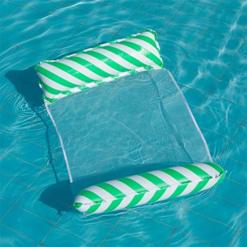 Foldable Floating Water Hammock Float Lounger Inflatable Pool Mat Floating Bed Chair Swimming Air Mattress Pool Accessories