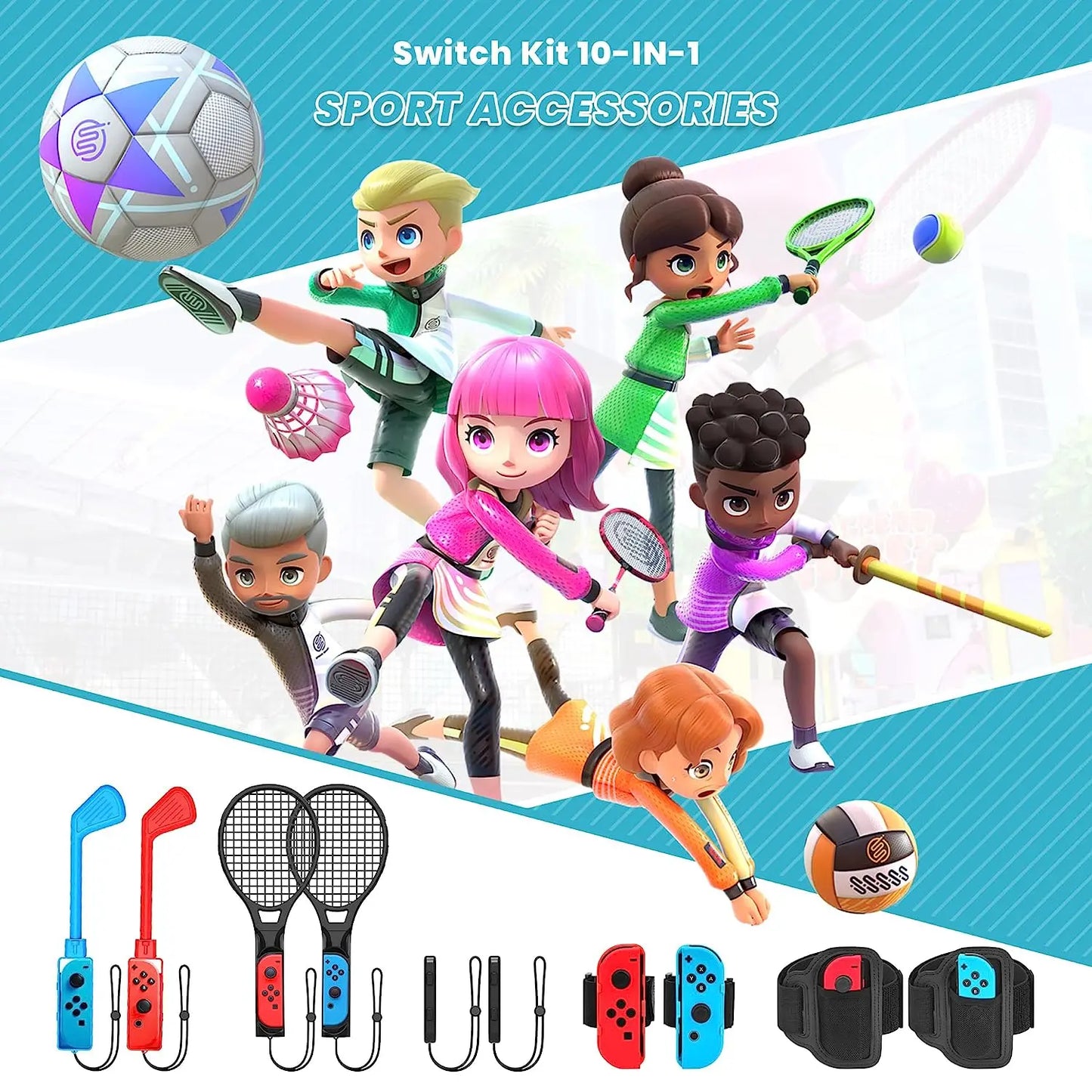 10 in 1 Sports Accessories Kit for Switch/switch OLED Sports Game 10