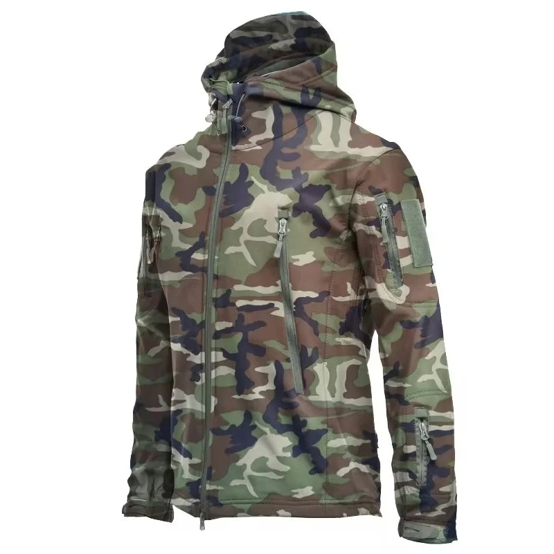 Military Shark Skin Soft Shell Jackets Men Tactical Windproof Waterproof jacket,Hooded Bomber Coats