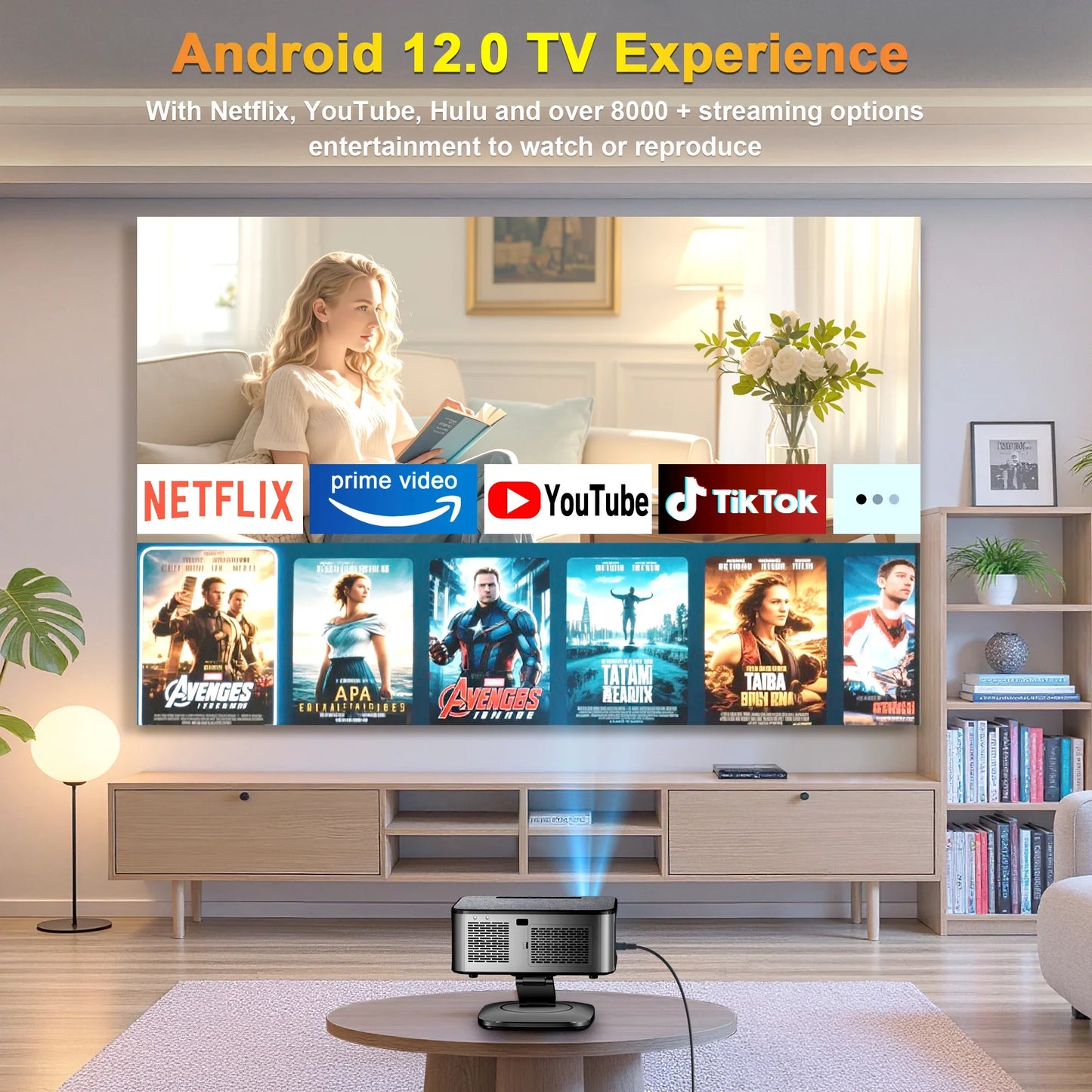 XIWBSY 35000Lumen Android 12 Projector Bluetooth5.2 AutoFocus Smart LED Projector 4K Portable 3D Home Theater Cinema IPTV Beamer