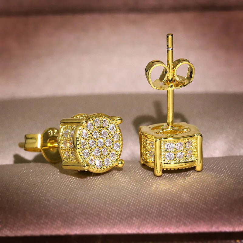 Female Austrian Crystal Round Earring White Gold, Yellow Gold, Color White Zircon For Women Jewelry.