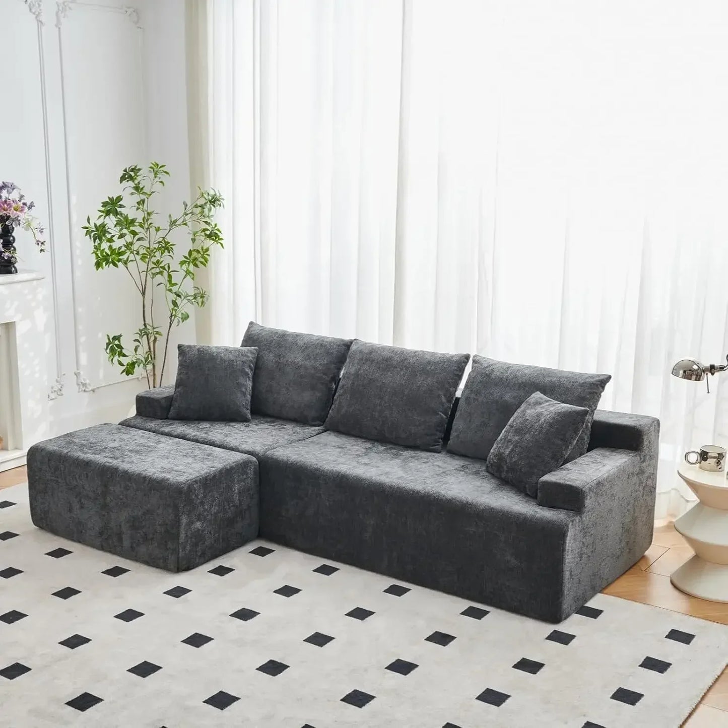 90.6" Sectional Boneless Couches, Modern L-Shape Cloud Couch with Chaise, Memory Foam Modular Sectional Sofas for, Customized