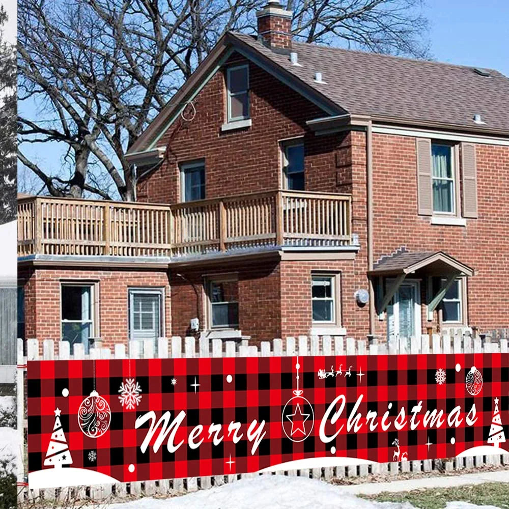 Merry Christmas Banner 300cm/9.8ft Long Navidad Porch Sign Hanging Decorative Flag for Xmas Party Decor рождественский баннер