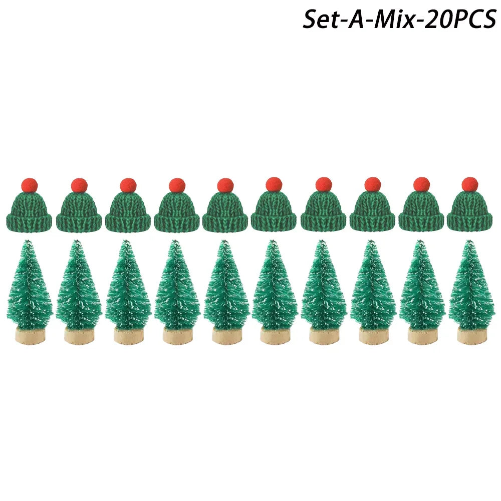 Mini Santa Hat & Scarf 2024 New Christmas Costume for Cat Rabbit Doll Lollipop Bottle DIY Xmas Party Dinner Decoration