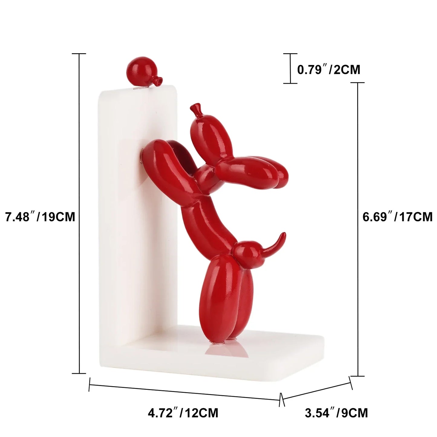 Resin Balloon Dog Book Ends Home Decor Modern Dog Stature Bookends Shelves Hold Books Heavy Duty Book Holder Stopper for Shelf