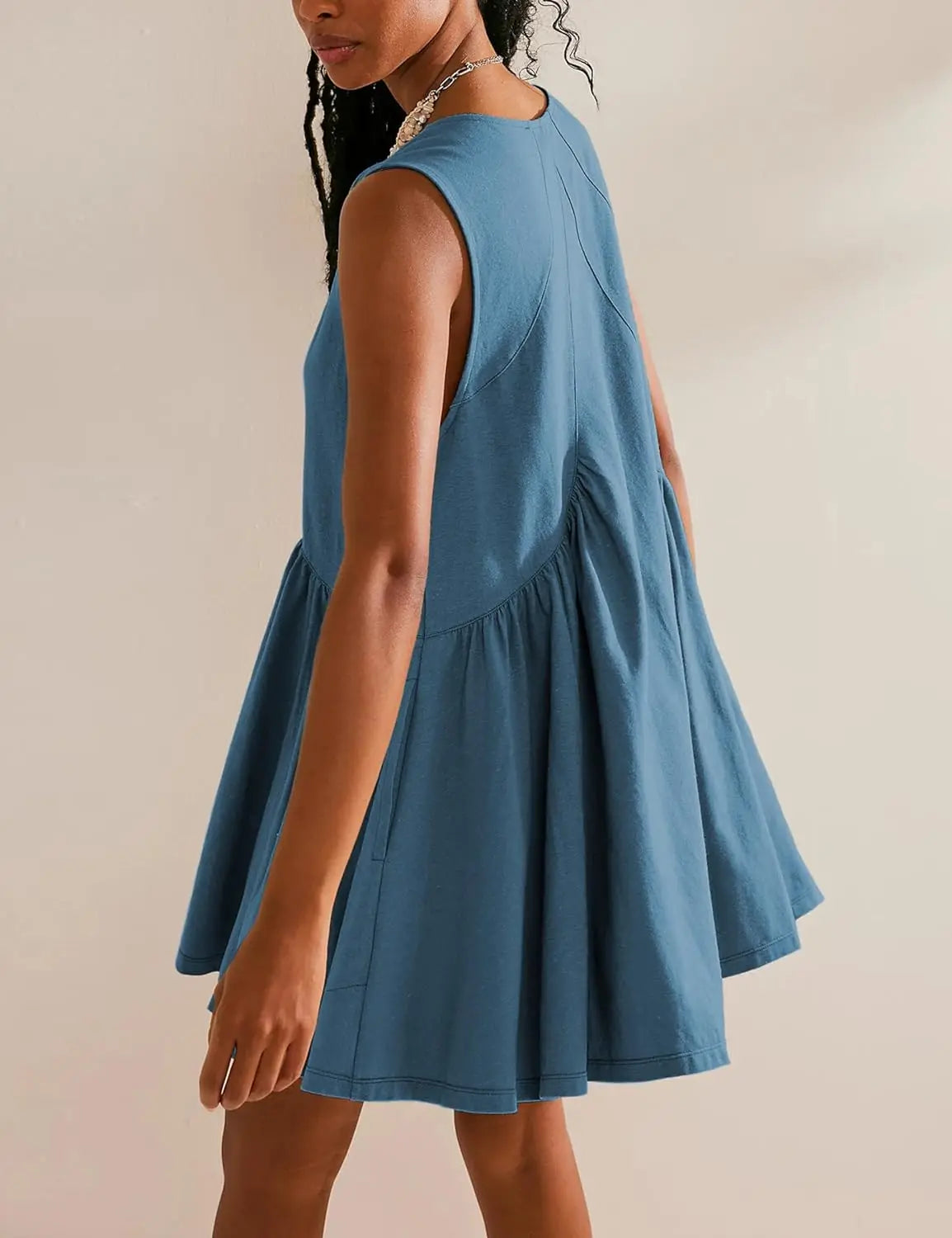 Womens Summer Sleeveless Mini Dress Casual Loose V Neck Sundress with Pockets 2025