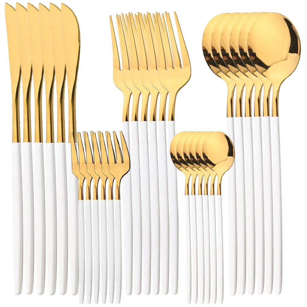 30Pcs Flatware Set Stainless Steel Tableware Set