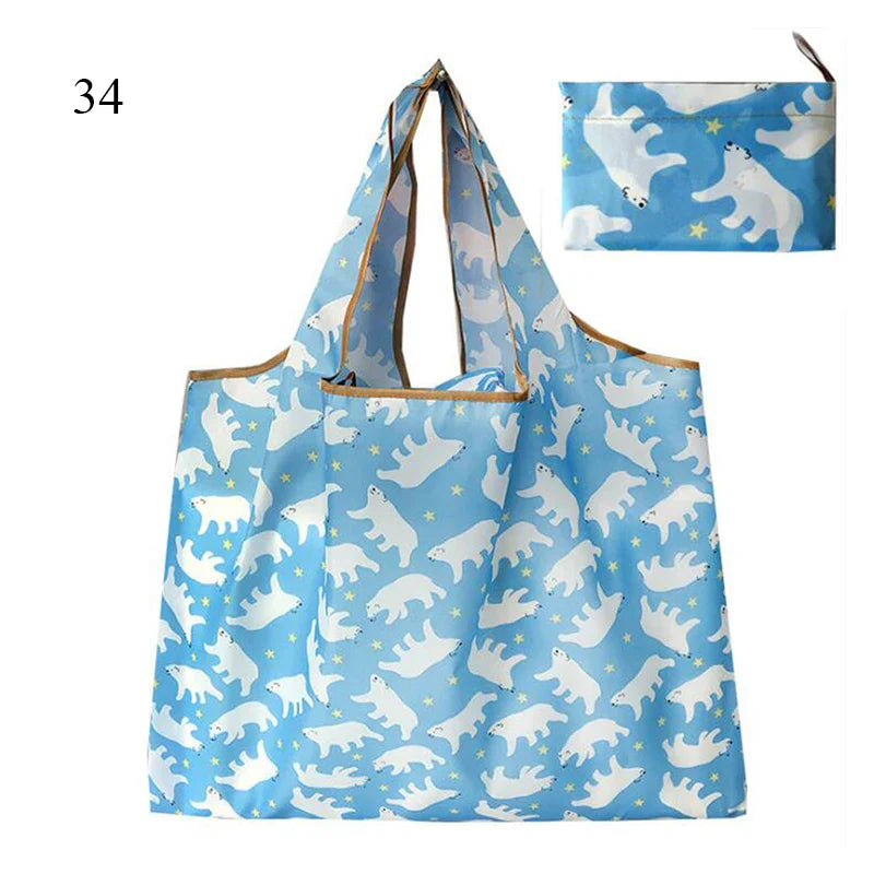 Foldable Large Shopping Storage Bags For Groceries Recyclable Grocery Tote Pouch Eco-Friendly Heavy Duty Washable Shopper Bag