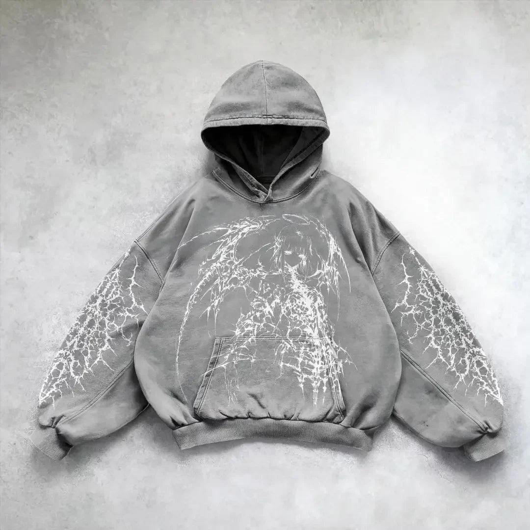 New goth streetwear sweatshirt hoodie demon girl print harajuku y2k tops oversized goth hoodies women couples gothic clothes
