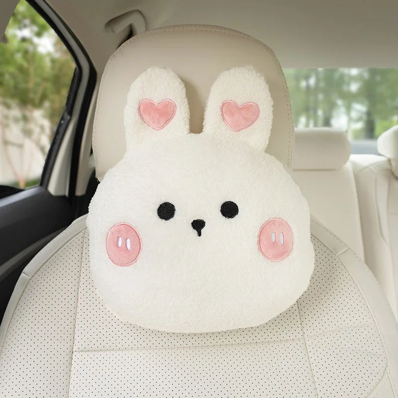 New Simple Fashion Light Luxury Cartoon Bear Rabbit Plush Lumbar Support Car Waist Neck Pillow