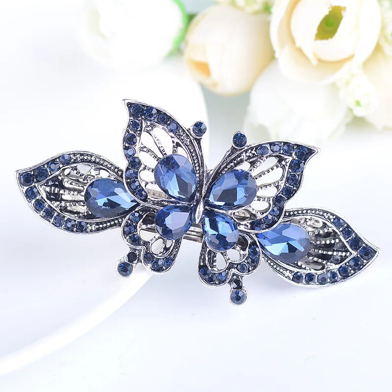 EASYA New Vintage Crystal Barrettes Hair Accessories Women Girls Elegant Butterfly Leaf Bowknot Hairpins Headwear Jewelry