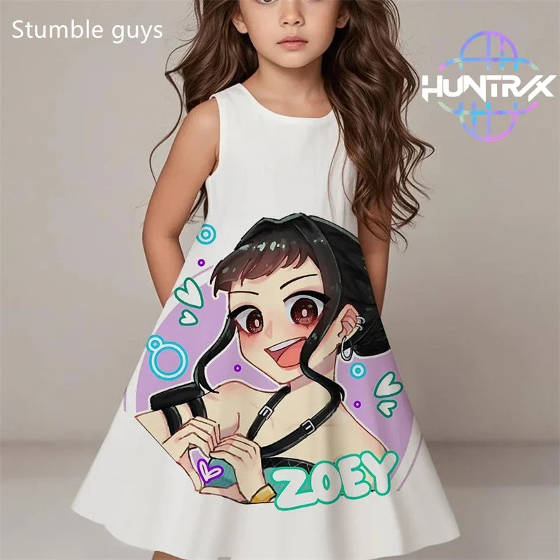 Demon Hunters Summer Dress, Girls Cute Casual Beach Fashion.