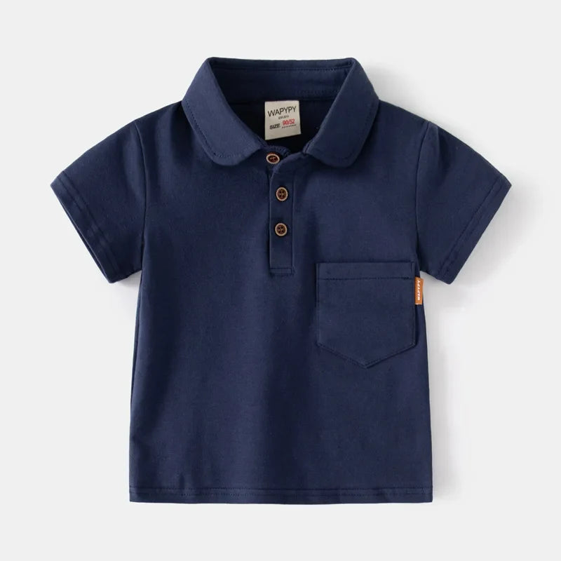 Boys Cotton Polo Shirts Children Kids Girl T shirt 2025,White Solid ColorTops