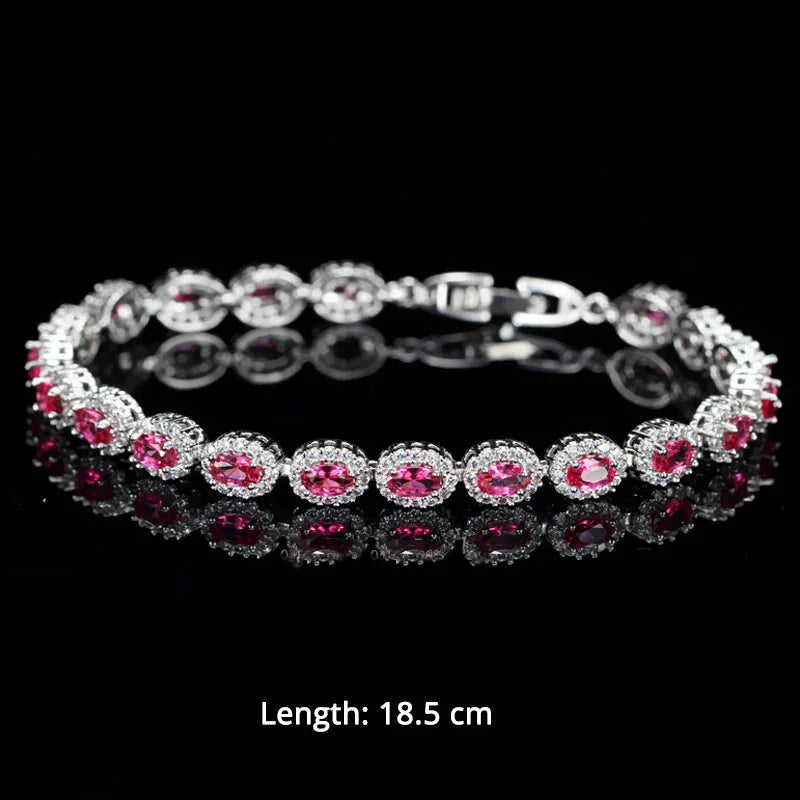 Cubic Zirconia Stone Silver Color Tennis Bracelet